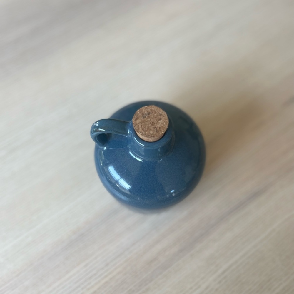Elegant Blue Ceramic Pitcher with Cork Lid - Picture 2 of 5